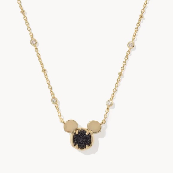 Disney | Kendra Scott Gold Mickey Mouse Short Pendant Necklace in Black Drusy - Picture 1 of 6